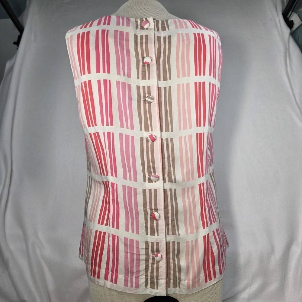 Boden Silk Blend Sleeveless Blouse Top Pinks Size 8 (US) Office Career Geometric - Picture 2 of 9